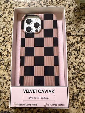 Velvet Caviar Checkerboard iPhone 16 Pro Max Case - Pink & Black